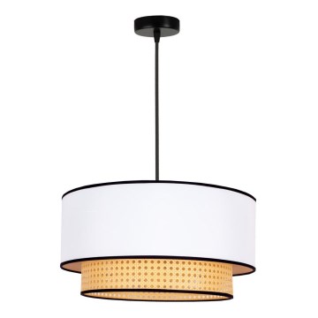 Duolla - Luster na lanku BOHO 1xE27/15W/230V pr. 45 cm biela/ratan