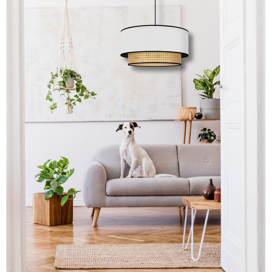 Duolla - Luster na lanku BOHO 1xE27/15W/230V pr. 45 cm biela/ratan