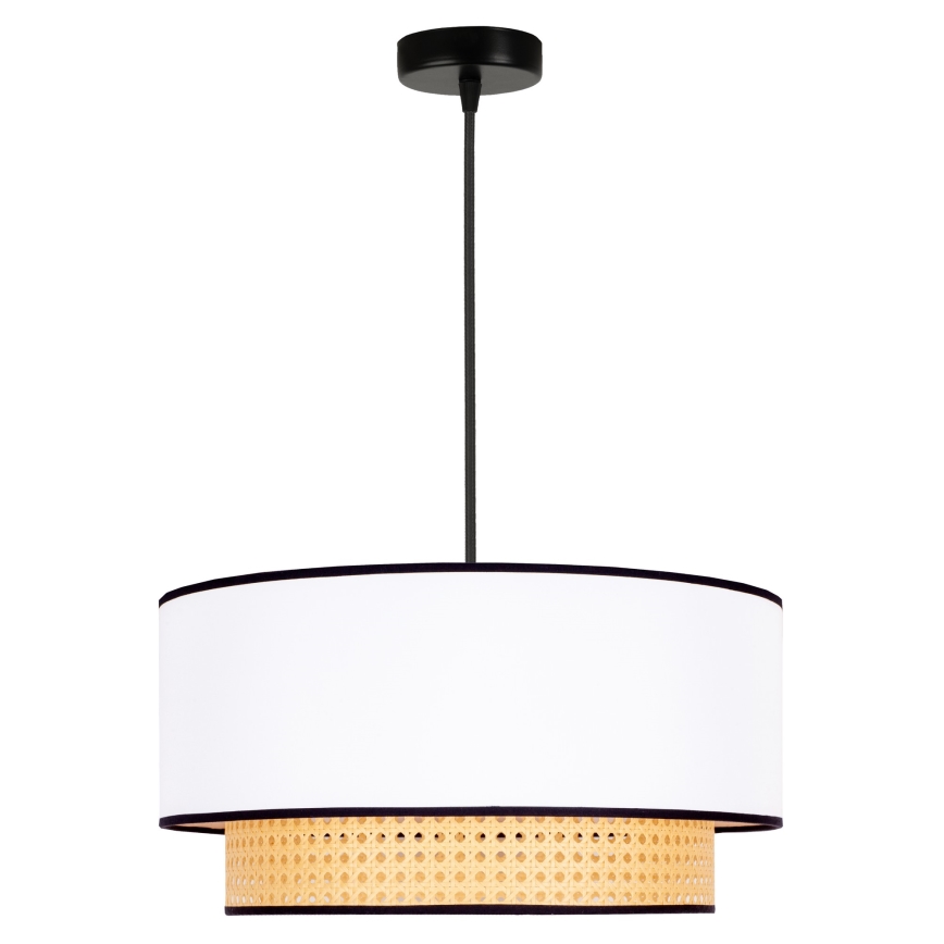 Duolla - Luster na lanku BOHO 1xE27/15W/230V pr. 45 cm biela/ratan