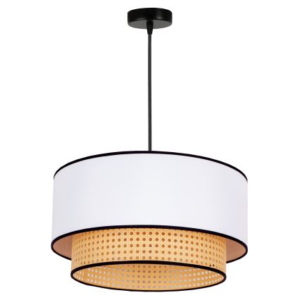 Duolla - Luster na lanku BOHO 1xE27/15W/230V pr. 45 cm biela/ratan
