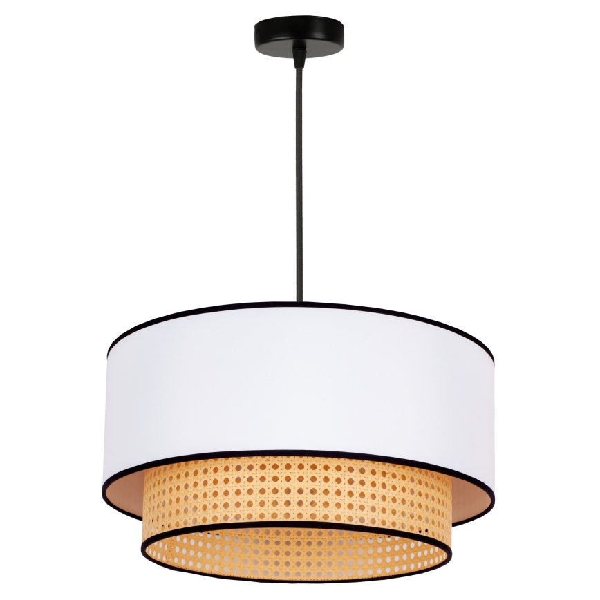 Duolla - Luster na lanku BOHO 1xE27/15W/230V pr. 45 cm biela/ratan