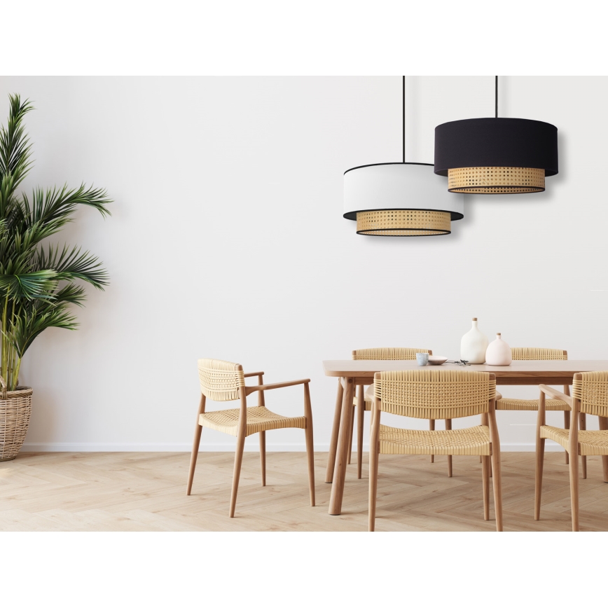 Duolla - Luster na lanku BOHO 1xE27/15W/230V pr. 45 cm biela/ratan