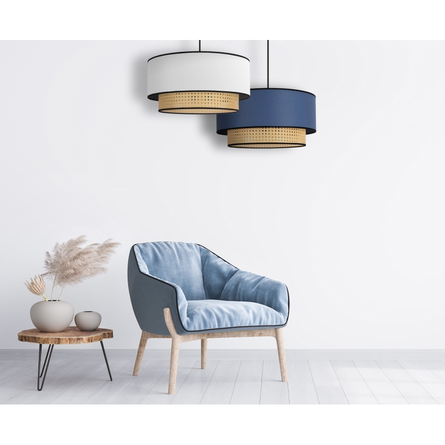 Duolla - Luster na lanku BOHO 1xE27/15W/230V pr. 45 cm biela/ratan