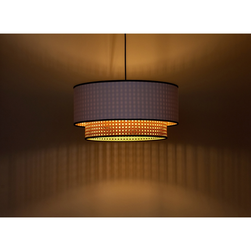 Duolla - Luster na lanku BOHO 1xE27/15W/230V pr. 45 cm biela/ratan