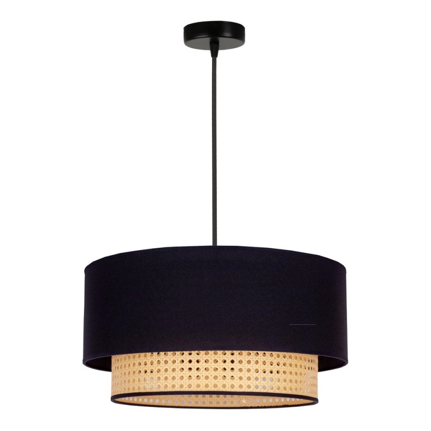Duolla - Luster na lanku BOHO 1xE27/15W/230V pr. 45 cm čierna/ratan