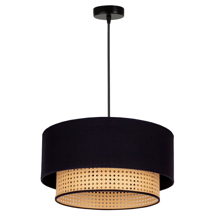 Duolla - Luster na lanku BOHO 1xE27/15W/230V pr. 45 cm čierna/ratan
