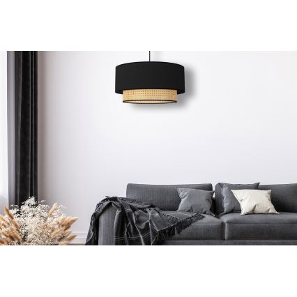 Duolla - Luster na lanku BOHO 1xE27/15W/230V pr. 45 cm čierna/ratan