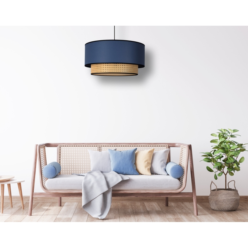 Duolla - Luster na lanku BOHO 1xE27/15W/230V pr. 45 cm modrá/ratan