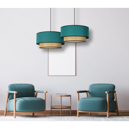 Duolla - Luster na lanku BOHO 1xE27/15W/230V pr. 45 cm tyrkysová/ratan