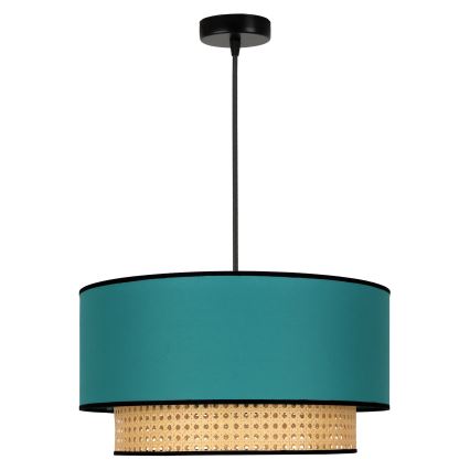 Duolla - Luster na lanku BOHO 1xE27/15W/230V pr. 45 cm tyrkysová/ratan