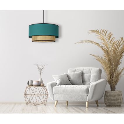Duolla - Luster na lanku BOHO 1xE27/15W/230V pr. 45 cm tyrkysová/ratan