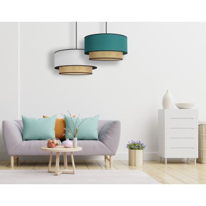 Duolla - Luster na lanku BOHO 1xE27/15W/230V pr. 45 cm tyrkysová/ratan