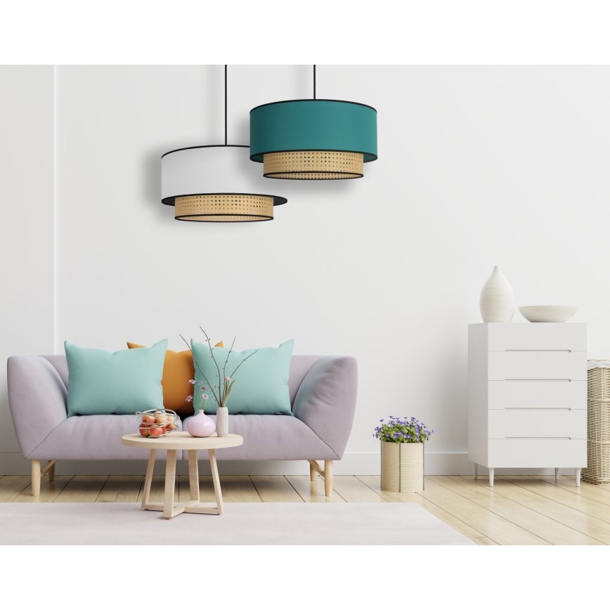 Duolla - Luster na lanku BOHO 1xE27/15W/230V pr. 45 cm tyrkysová/ratan