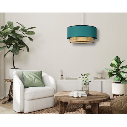 Duolla - Luster na lanku BOHO 1xE27/15W/230V pr. 45 cm tyrkysová/ratan