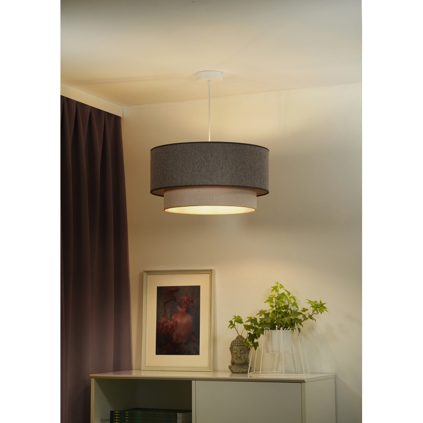 Duolla - Luster na lanku BOHO ECO RECYCLING 1xE27/15W/230V pr. 45 cm hnedá/krémová