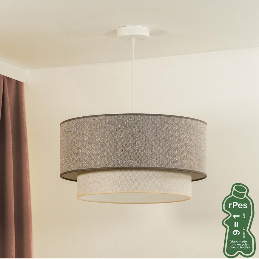 Duolla - Luster na lanku BOHO ECO RECYCLING 1xE27/15W/230V pr. 45 cm hnedá/krémová