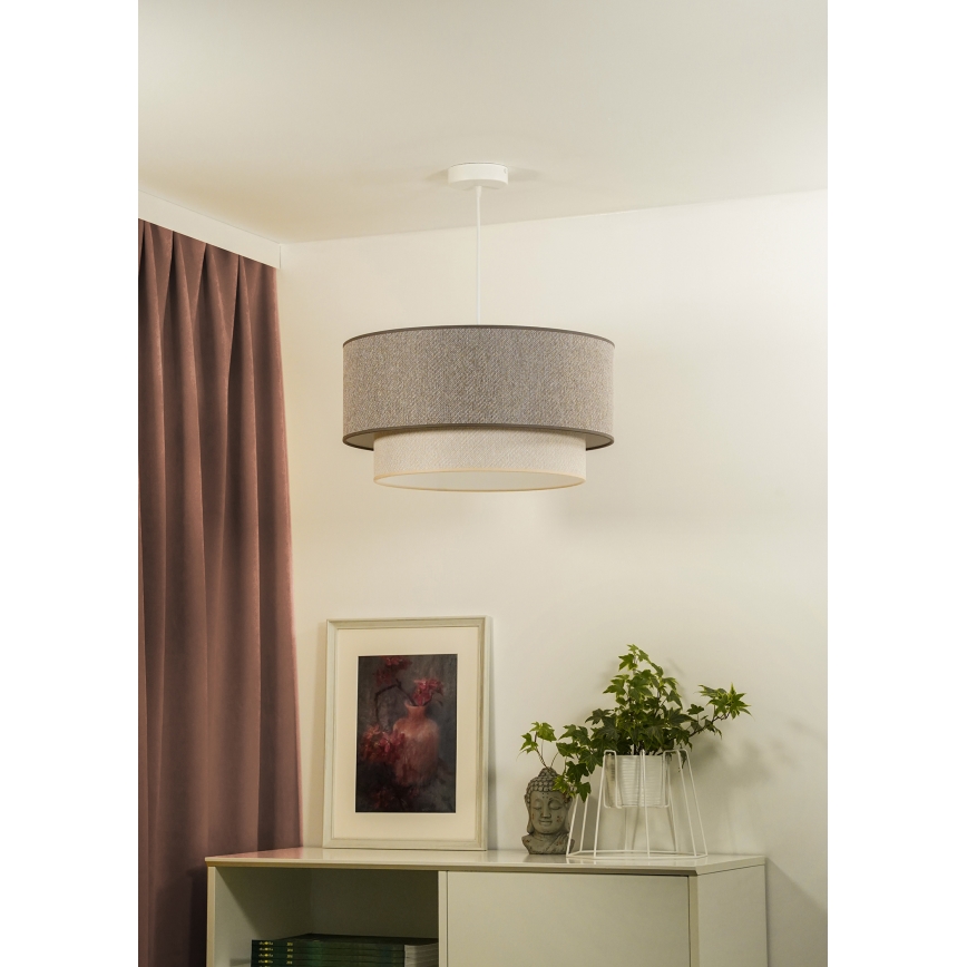 Duolla - Luster na lanku BOHO ECO RECYCLING 1xE27/15W/230V pr. 45 cm hnedá/krémová