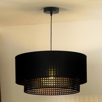 Duolla - Luster na lanku BOHO RATTAN 1xE27/15W/230V pr. 45 cm čierna