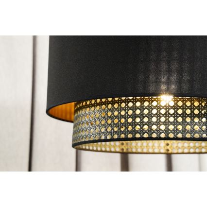 Duolla - Luster na lanku BOHO RATTAN 1xE27/15W/230V pr. 45 cm čierna