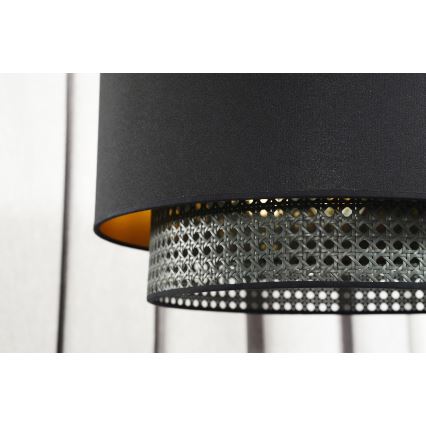 Duolla - Luster na lanku BOHO RATTAN 1xE27/15W/230V pr. 45 cm čierna