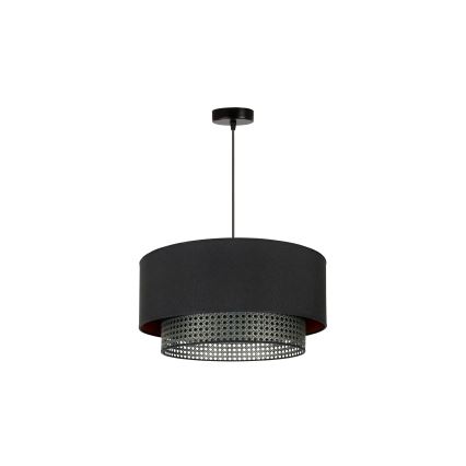 Duolla - Luster na lanku BOHO RATTAN 1xE27/15W/230V pr. 45 cm čierna