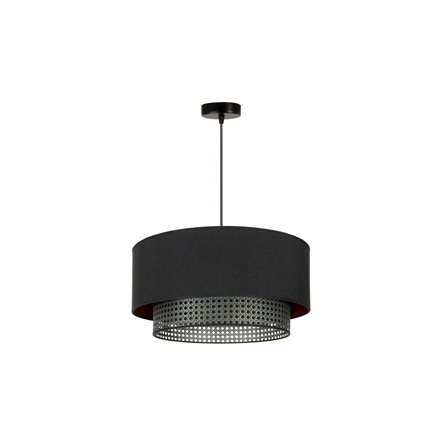 Duolla - Luster na lanku BOHO RATTAN 1xE27/15W/230V pr. 45 cm čierna