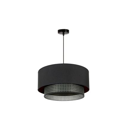 Duolla - Luster na lanku BOHO RATTAN 1xE27/15W/230V pr. 45 cm čierna