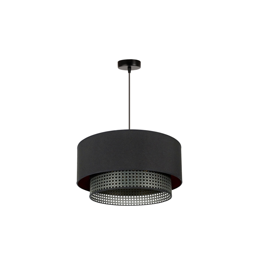 Duolla - Luster na lanku BOHO RATTAN 1xE27/15W/230V pr. 45 cm čierna
