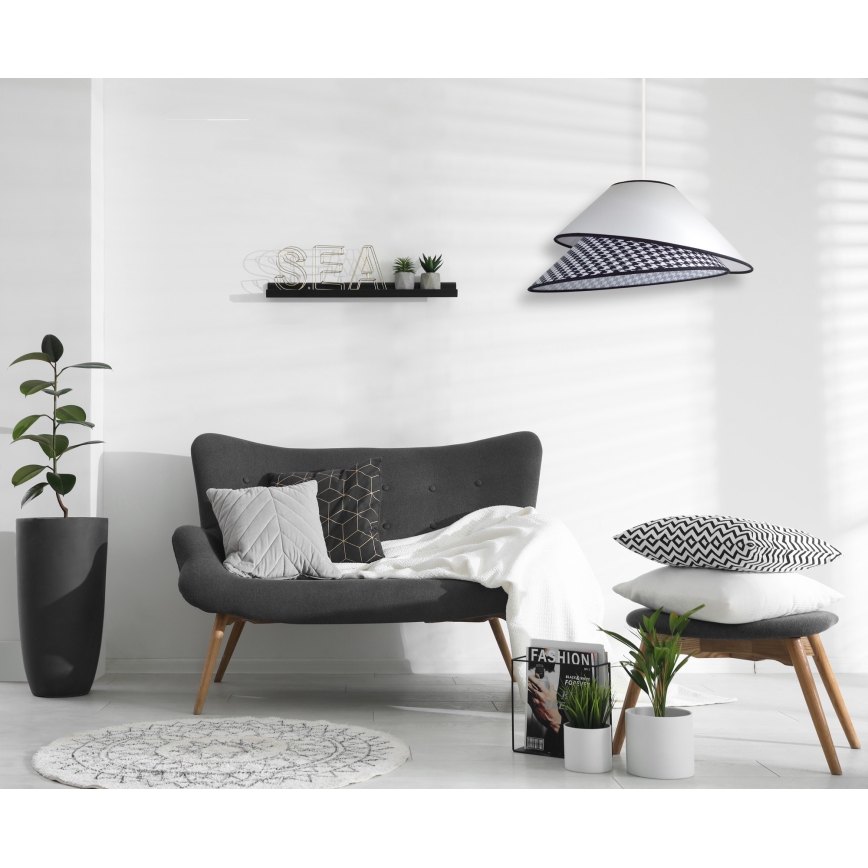 Duolla - Luster na lanku COCO 1xE27/40W/230V pr. 50 cm biela/čierna