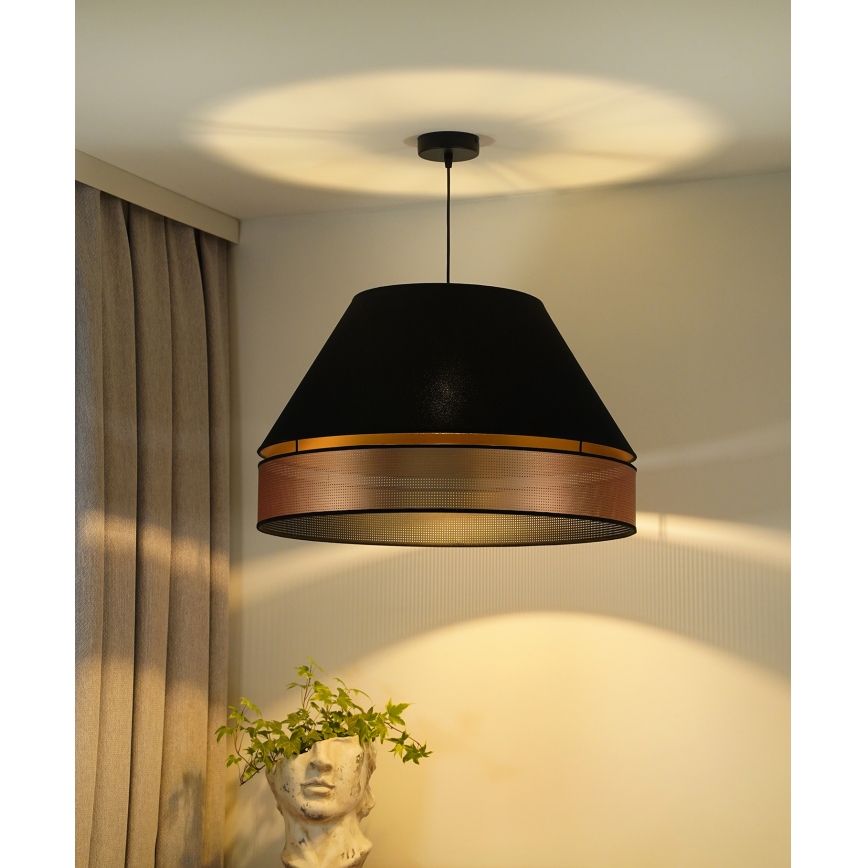 Duolla - Luster na lanku COPPER SHINY 1xE27/15W/230V pr. 60 cm čierna/medená