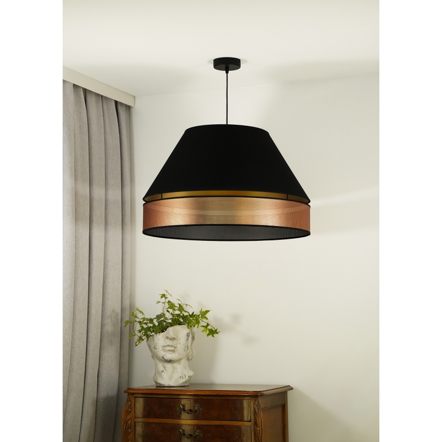 Duolla - Luster na lanku COPPER SHINY 1xE27/15W/230V pr. 60 cm čierna/medená