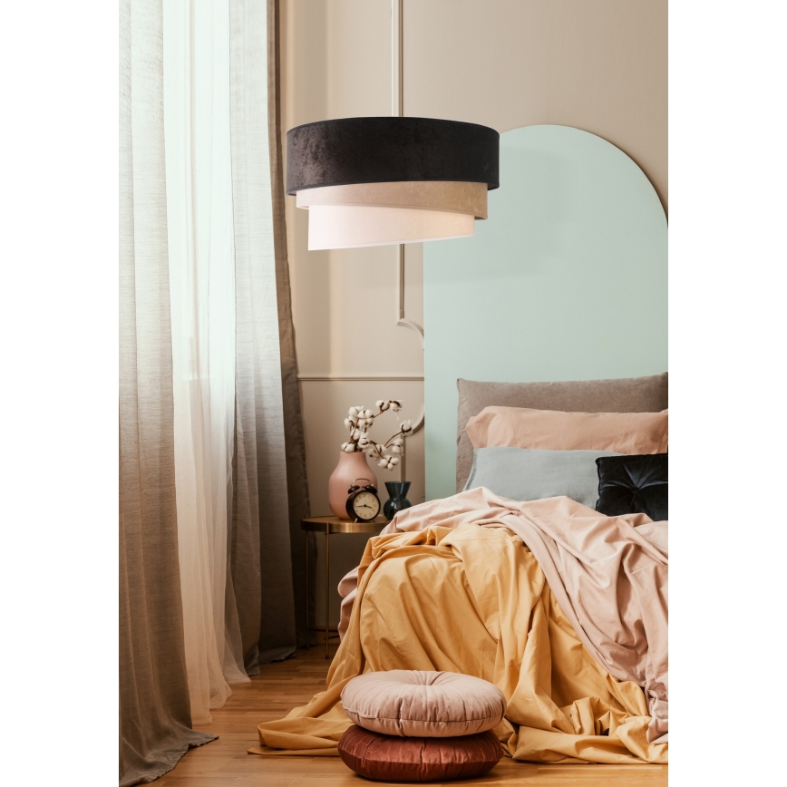 Duolla - Luster na lanku DEVON 1xE27/40W/230V pr. 45 cm čierna/béžová