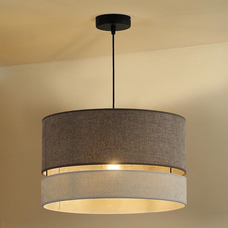 Duolla - Luster na lanku DOUBLE 1xE27/15W/230V pr. 40 cm hnedá/šedá