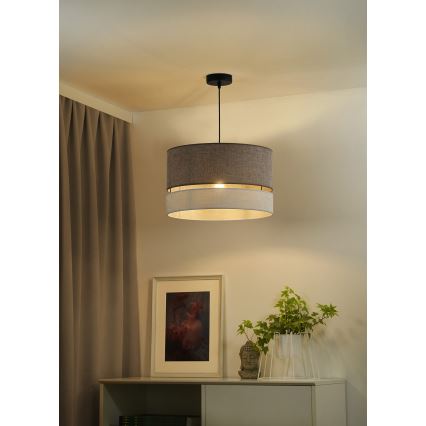 Duolla - Luster na lanku DOUBLE 1xE27/15W/230V pr. 40 cm hnedá/šedá