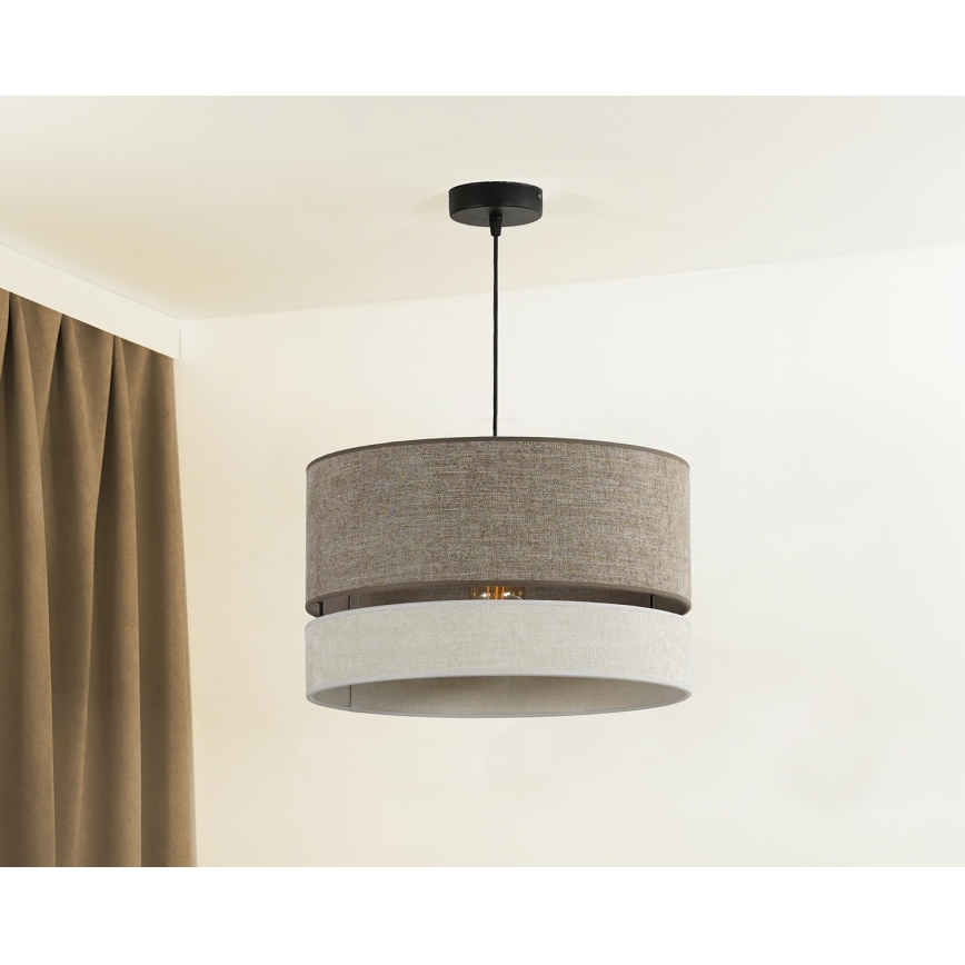 Duolla - Luster na lanku DOUBLE 1xE27/15W/230V pr. 40 cm hnedá/šedá