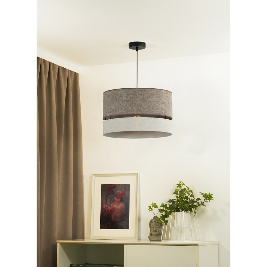 Duolla - Luster na lanku DOUBLE 1xE27/15W/230V pr. 40 cm hnedá/šedá