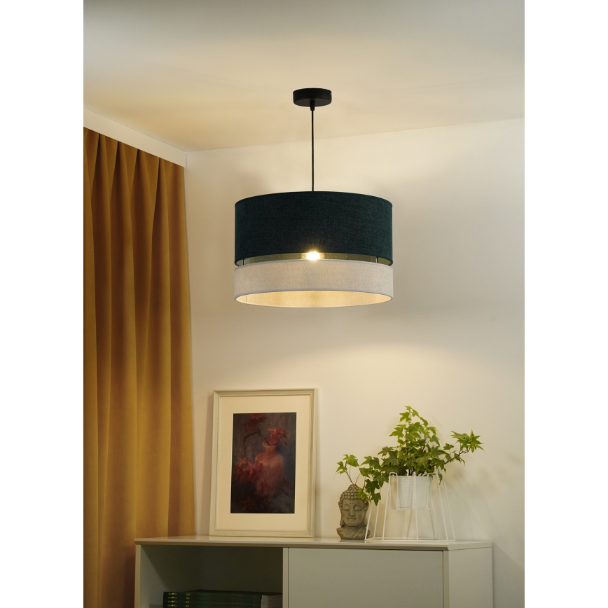 Duolla - Luster na lanku DOUBLE 1xE27/15W/230V pr. 40 cm zelená/šedá