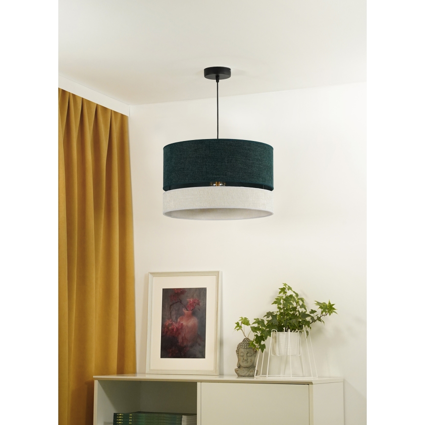 Duolla - Luster na lanku DOUBLE 1xE27/15W/230V pr. 40 cm zelená/šedá