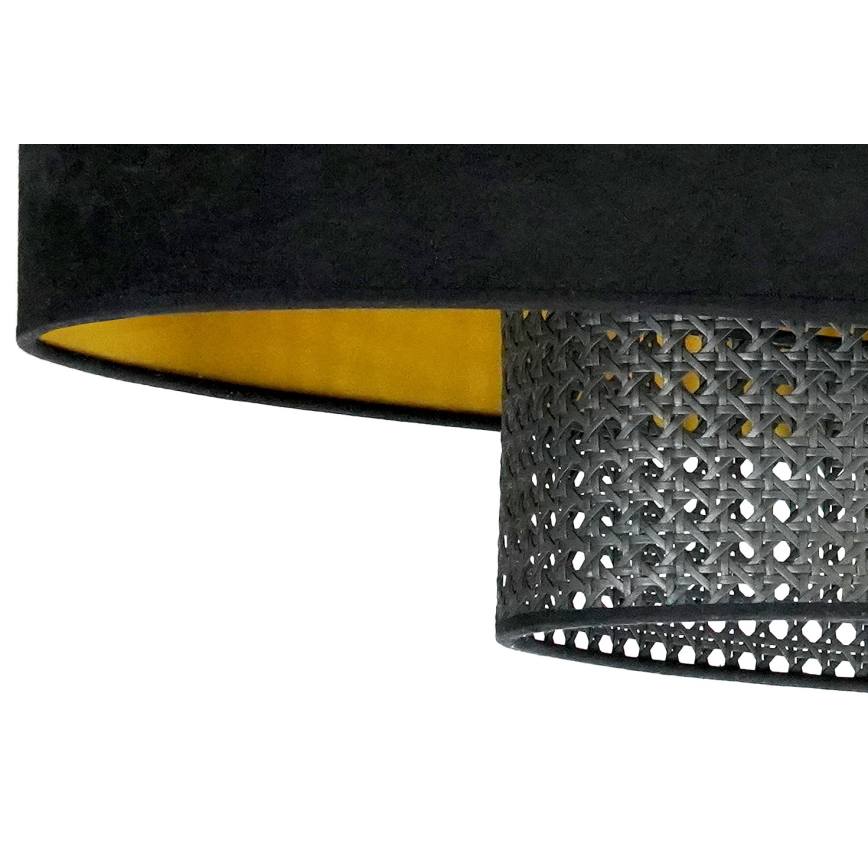Duolla - Luster na lanku DOUBLE OVAL RATTAN 2xE27/15W/230V čierna/ratan