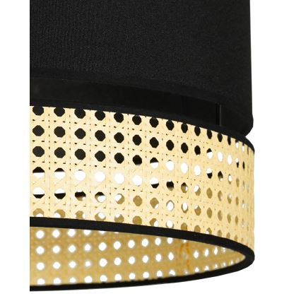 Duolla - Luster na lanku DOUBLE RATTAN 1xE27/15W/230V pr. 40 cm čierna/béžová