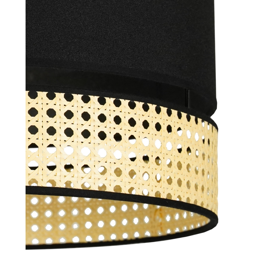 Duolla - Luster na lanku DOUBLE RATTAN 1xE27/15W/230V pr. 40 cm čierna/béžová