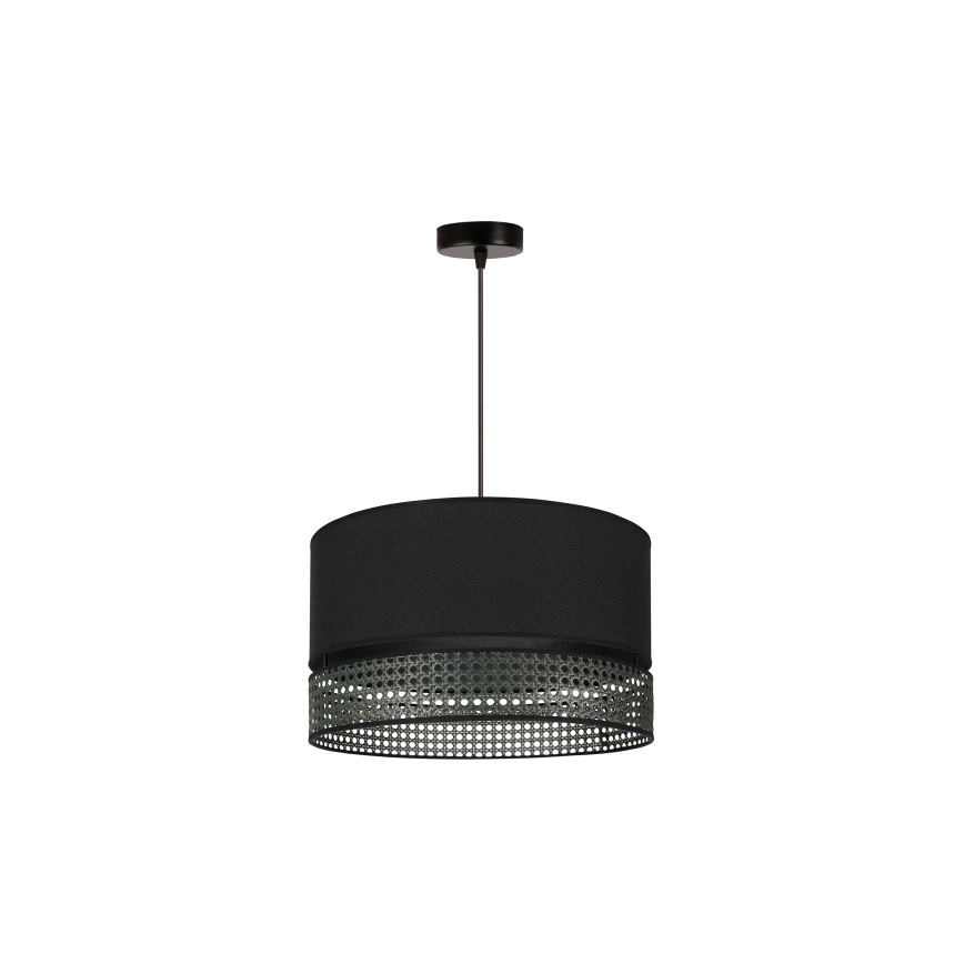 Duolla - Luster na lanku DOUBLE RATTAN 1xE27/15W/230V pr. 40 cm čierna