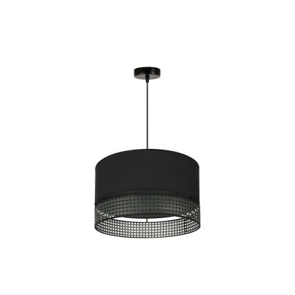 Duolla - Luster na lanku DOUBLE RATTAN 1xE27/15W/230V pr. 40 cm čierna