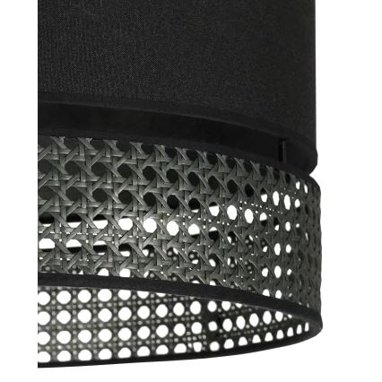 Duolla - Luster na lanku DOUBLE RATTAN 1xE27/15W/230V pr. 40 cm čierna