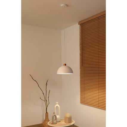 Duolla - Luster na lanku IRONLINE 1xE27/15W/230V pr. 27 cm biela/medená