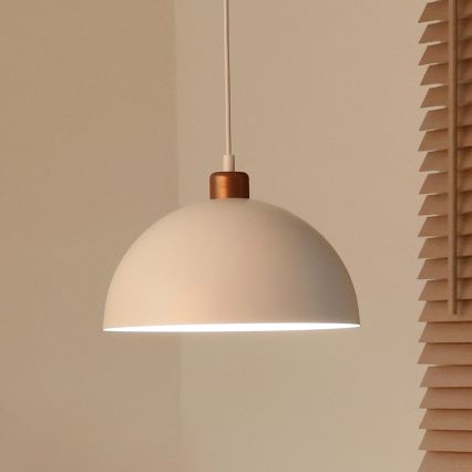 Duolla - Luster na lanku IRONLINE 1xE27/15W/230V pr. 27 cm biela/medená