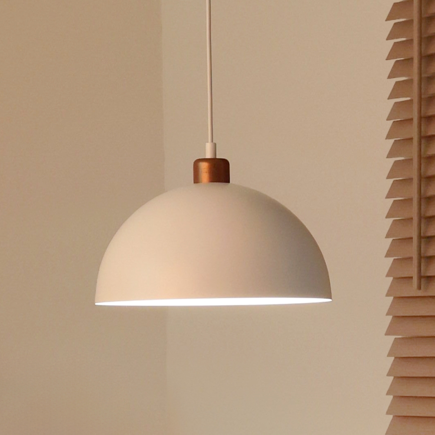 Duolla - Luster na lanku IRONLINE 1xE27/15W/230V pr. 27 cm biela/medená