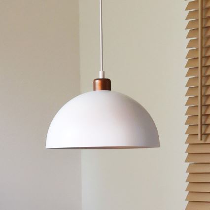 Duolla - Luster na lanku IRONLINE 1xE27/15W/230V pr. 27 cm biela/medená