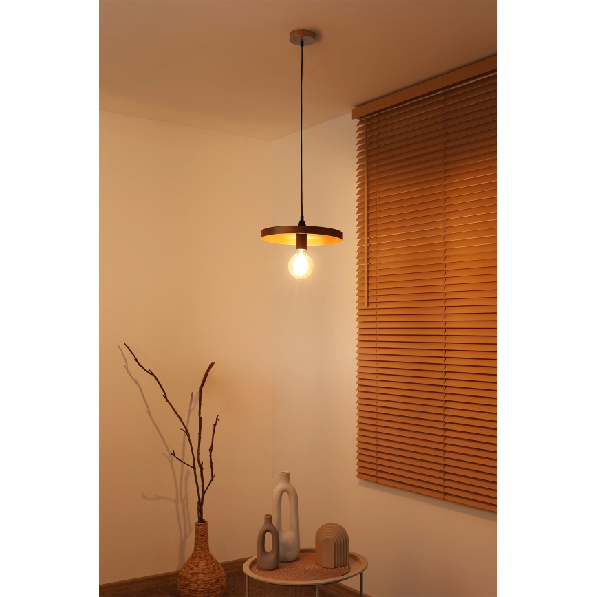 Duolla - Luster na lanku IRONLINE 1xE27/15W/230V pr. 30 cm medená/čierna