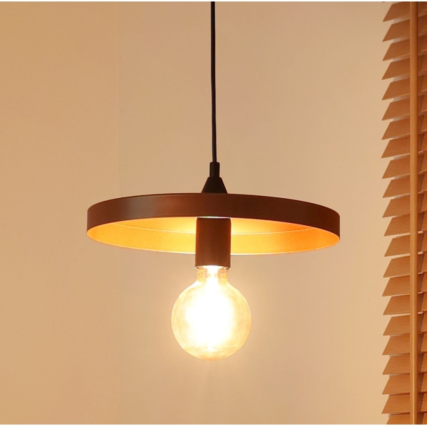 Duolla - Luster na lanku IRONLINE 1xE27/15W/230V pr. 30 cm medená/čierna